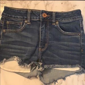 Dark washed booty shorts